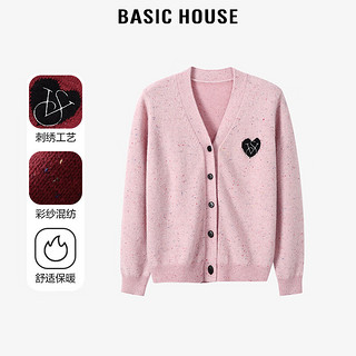 Basic House/百家好新年红色24K新年穿搭时尚百搭宽松气质毛衣针织开衫女打底 米 L115-135斤