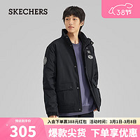 SKECHERS 斯凯奇 男子舒适棉外套L423M123 碳黑/0018 XL