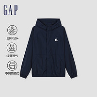 Gap 盖璞 男女装2024春季UPF50+遮阳衣连帽夹克877515 海军蓝 170/92A(M) 亚洲尺码