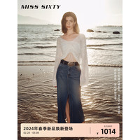 MISS SIXTY2024春季牛仔半裙女前开衩性感辣妹风美式复古显瘦 深蓝 S