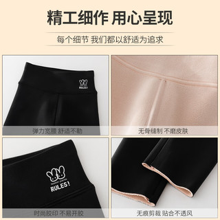 优优1点（Yoyo one）女童打底裤加绒儿童冬款外穿加厚鲨鱼中大童秋冬黑色芭比冬季裤子 9656黑色【530g加绒】 120cm