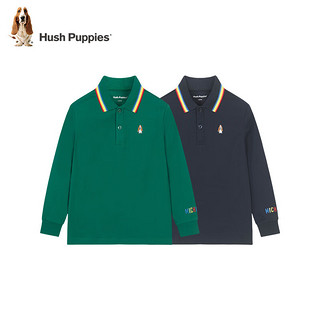 暇步士（Hush Puppies）童装儿童男大童2024春秋季长袖POLO衫彩色罗纹翻领时尚简约 本白 130cm