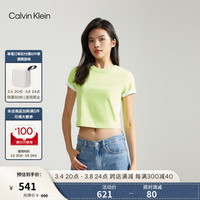 Calvin Klein【不晒系列防晒】Jeans24春夏女士顺色字母纯色凉感T恤J224364 LKQ-冬梨绿 M