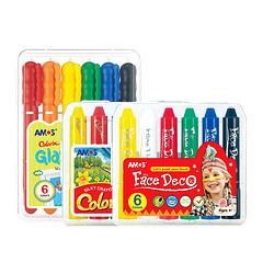 AMOS 韩国儿童丝滑蜡笔6色无毒可水洗画笔油画棒彩笔宝宝涂鸦笔