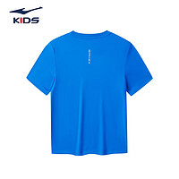 ERKE 鸿星尔克 儿童装男童速干短袖t恤夏季短T男生夏装中大童运动半袖T恤 普鲁士蓝 170cm