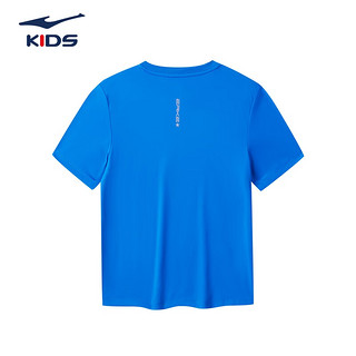ERKE 鸿星尔克 儿童装男童速干短袖t恤夏季短T男生夏装中大童运动半袖T恤 普鲁士蓝 150cm