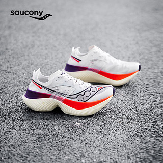 Saucony索康尼啡翼跑步鞋女马拉松碳板竞速跑鞋缓震回弹运动鞋白红37.5