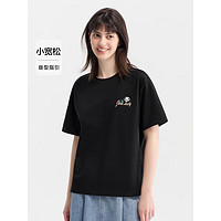 森马（Semir）观园吉联名短袖T恤女抗菌宽松2024熊猫夏装百搭潮 黑色90001 155/80A/S