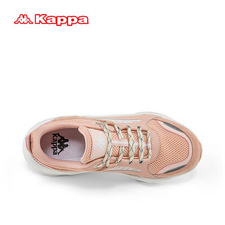 KAPPA卡帕潮流跑步鞋子男女同款百搭休闲运动鞋厚底显高透气老爹鞋 粉色 39
