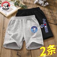                                                                                 史努比童装男童短裤外穿夏2024帅气运动裤纯棉薄款儿童休闲裤 航空努比K灰+星际努比短K黑 110cm