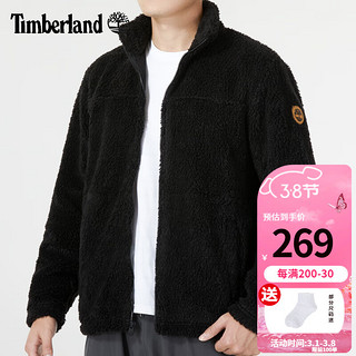 添柏岚（Timberland）外套男装秋冬款户外抓绒衣立领开衫黑色加厚保暖摇粒绒夹克A43P2 A43P2001/黑色 L/180