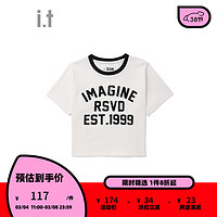 izzue 伊苏 it 女装圆领短袖T恤新品时尚青春撞色合身上衣1121S WHR/白色 M