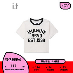 izzue 伊苏 it 女装圆领短袖T恤新品时尚青春撞色合身上衣1121S WHR/白色 M