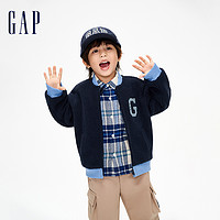 Gap 盖璞 男幼冬季LOGO撞色仿羊羔绒夹克儿童装洋气保暖外套837019