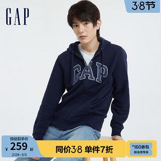 Gap男女装秋冬LOGO碳素软磨抓绒卫衣816853连帽衫潮 海军蓝 175/88A(XS)