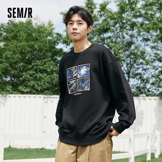 Semir【卫衣合辑】森马卫衣男慵懒风上衣基础百搭男生套头衫潮 【H款】黑色 180/96A/XL