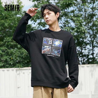 Semir【卫衣合辑】森马卫衣男慵懒风上衣基础百搭男生套头衫潮 【H款】黑色 180/96A/XL