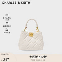 CHARLES & KEITH CHARLES&KEITH;复古菱格凯莉包手提包单肩包包女包女士生日礼物CK2-50782081 Cream奶白色 S