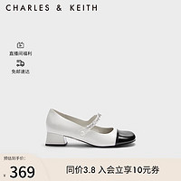 CHARLES & KEITH CHARLES&KEITH;优雅拼色粗跟玛丽珍鞋子女鞋CK1-60580265 White白色 36