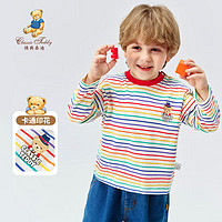Classic Teddy精典泰迪童装儿童T恤长袖男童打底衫中小童上衣 红条 100 