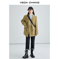 VEGA CHANG 羊毛呢子大衣女冬2023新款英伦风加厚保暖毛呢西装外套