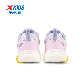 特步（XTEP）女春秋款运动鞋休闲儿小童跑步鞋子 帆白/雪青紫 31码