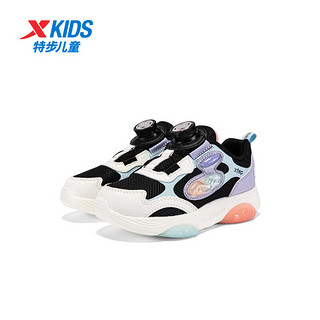 特步（XTEP）女春秋款运动鞋休闲儿小童跑步鞋子 黑/雪青紫 33码