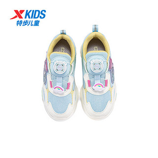 特步（XTEP）女春秋款运动鞋休闲儿小童跑步鞋子 云水蓝/泡沫绿/黄油色 31码