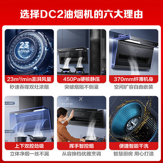 美的（Midea）顶侧双吸抽油烟机23立方大吸力自清洗家用吸油烟机双腔大风量厨房电器7字型吸油烟机DC2