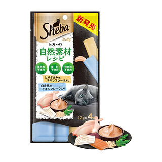 88VIP：Sheba 希宝 猫零食猫条成猫自然素材系列香嫩鸡肉+吞拿鱼白鱼12g*4条