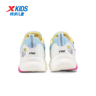 特步（XTEP）女春秋款运动鞋休闲儿小童跑步鞋子 云水蓝/泡沫绿/黄油色 27码