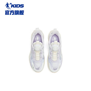 乔丹（QIAODAN）童鞋2024夏款女大童旋钮扣耐磨减震跑步鞋-38 冰氢紫/淡皙粉