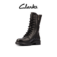 Clarks 其乐 女鞋2022冬季马丁靴10孔中筒柔软舒适朋克骑士女靴