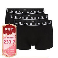 HUGO BOSS 男士平角内裤 三条装 送男友礼物 50325403 黑白灰 M 黑色 S