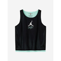 NIKE JORDAN 耐克AJ童装男童双面穿篮球背心2024夏季儿童网眼透气上衣 正黑色 160/76(L)