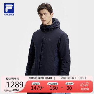 移动端：FILA 斐乐 官方男士棉服2024春基础简约健身运动休闲连帽外套