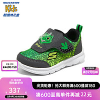 Skechers斯凯奇宝宝学步鞋魔术贴闪灯鞋休闲运动鞋软底幼童鞋401512N 炭灰色/柠檬色/CCLM 26