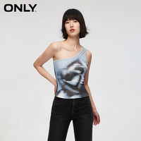 ONLY2024春季新款时尚设计感印花修身无袖单肩T恤女