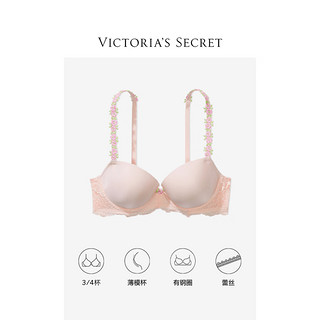 VICTORIA'S SECRET 性感刺绣光滑蕾丝薄衬垫3/4文胸胸罩女士内衣 4ZIQ浅粉色 11238753 36DD