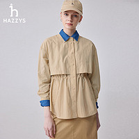 哈吉斯（HAZZYS）女装 2024春夏新款女士休闲衬衫式薄夹克女ASVSU0BBU12 浅米色LI 155/80A 36