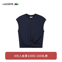 LACOSTE法国鳄鱼女装24新款休闲宽松纯色无袖个性设计T恤TF3847 166/藏青色 34/155
