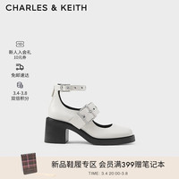 CHARLES&KEITH24春新品铆钉腕带粗跟玛丽珍鞋高跟鞋CK1-60380016