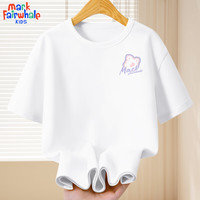 马克华菲女童短袖t恤纯棉2024儿童夏装女洋气半袖打底衫卡通上衣夏t潮 m宾果爪K白 110