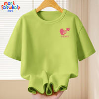 马克华菲女童短袖t恤纯棉2024儿童夏装女洋气半袖打底衫卡通上衣夏t潮 m半心K抹茶绿 140