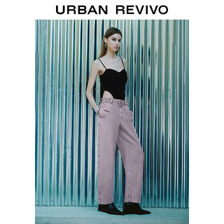 URBAN REVIVO UR2024夏季女装潮流高街丹宁棉质萝卜休闲长裤UWJ840021 灰紫 29