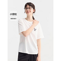 森马（Semir）观园吉联名短袖T恤女抗菌宽松2024熊猫夏装百搭潮 本白10102 170/92A/XL