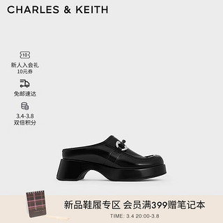 CHARLES&KEITH24春季甜酷穆勒拖包头厚底拖鞋女CK1-70580219 Black Box黑色 38