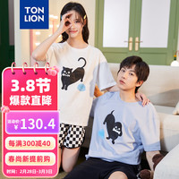 唐狮 TONLION新款情侣卡通套头家居服套装 女款本白 S