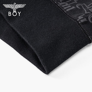 BOY LONDON24春夏男女同款外套满印字母烫银老鹰潮酷连帽开衫卫衣N06001 黑色 L