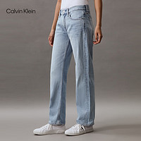 Calvin Klein Jeans24春夏女士复古纯棉水洗低腰直筒版牛仔裤J223726 1AA-牛仔浅蓝 29